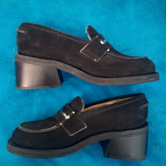 Vintage Skechers Black Chunky Heel Loafer Shoes Size 5 1/2 B - Picture 4 of 9